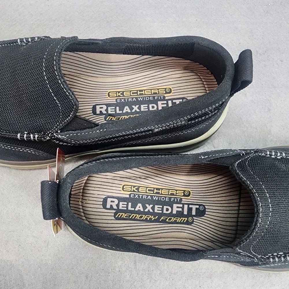 Skechers Superior Milford Black Relaxed Fit Extra Wide Mens 9 64365EWW